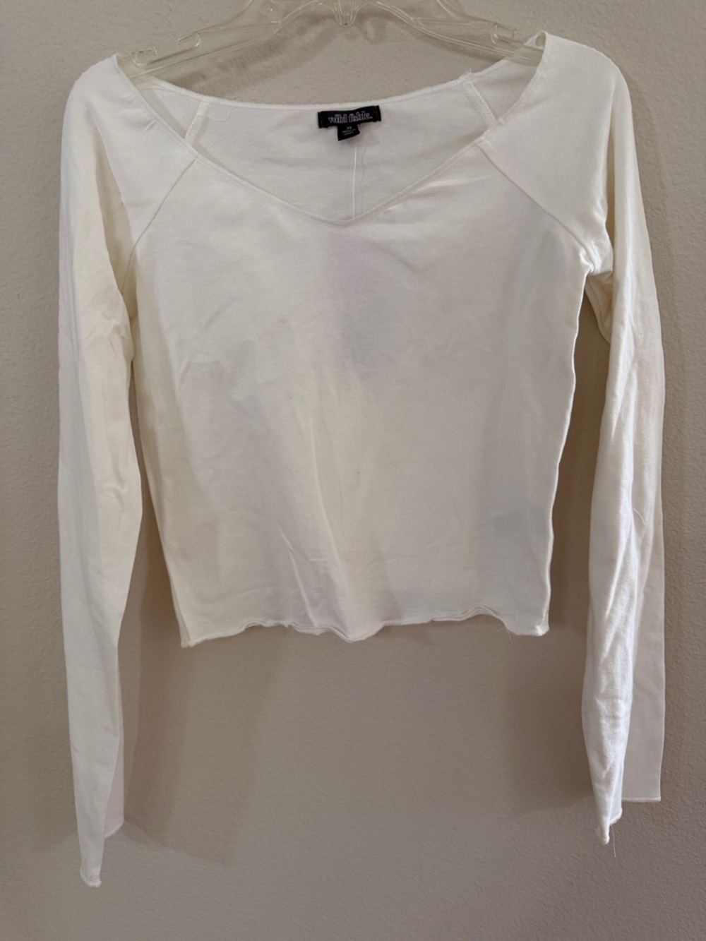 Wild Fable Cream Scoop Neck Long-Sleeve Tee